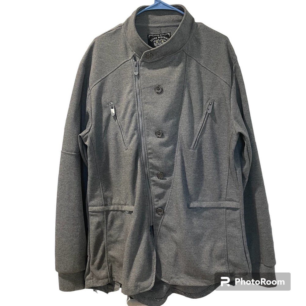 Retro Distrikt  Men’s Long Sleeve Jacket Diagonal Full Zip Grey XXL Gently Worn
